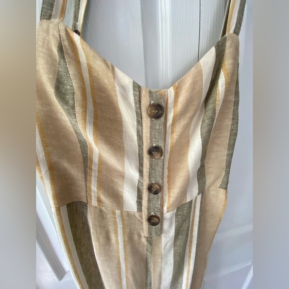 NWT Romeo+ Juliet Linen Blend Tie Back Striped Wide Leg Jumpsuit Size M - Picture 11 of 14